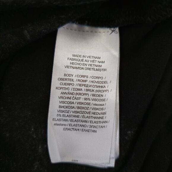 Lauren Ralph Lauren Black Floral Print Jersey Tie Neck Blouse Long Puff Sleeve M - Picture 7 of 9